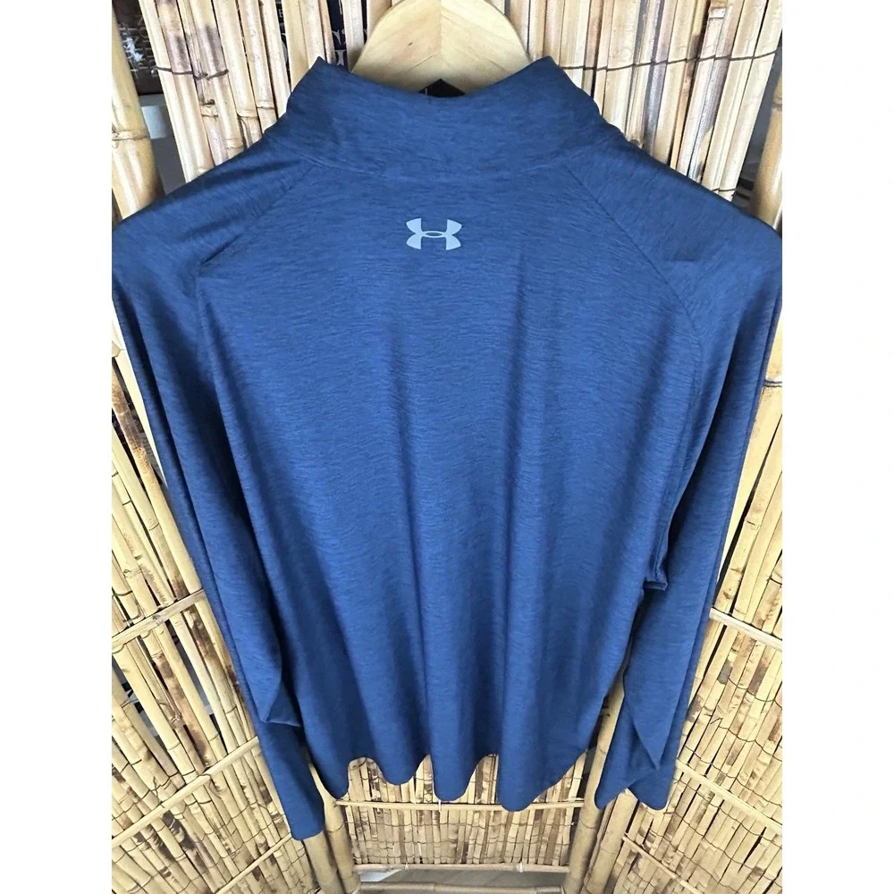 Men's Under Armour 1/2 Zip Long Sleeve Navy Blue Tech Pullover Shirt 2XL‎ - Picture 9 of 12